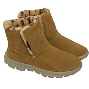 Skechers On The Go Winter Suede Animal Print Chugga Ankle Booties - NWOT - W7